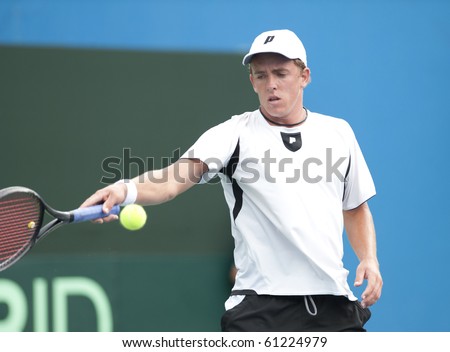 THAILAND- SEP 17 : New Zealand Tennis player Jose Statham action in Davis Cup Asia/Oceania between Thailand vs New Zealand on September 17-19 2010 in LTAT Nonthaburi Thailand