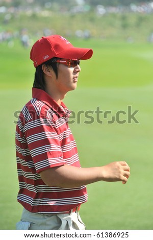 BANGKOK, THAILAND - JANUARY 11: Japanese golf player Ryo Ishikawa at the Royal Trophy tournament, Asia vs Europe, at Amata Spring, on January 11, 2010 in Bangkok, Thailand.