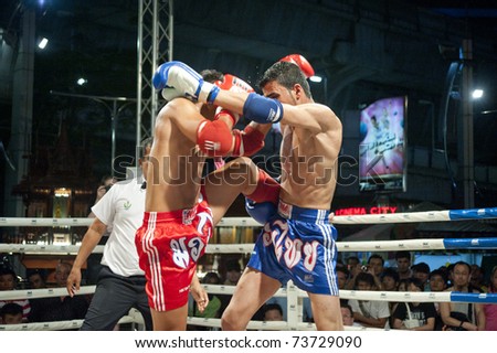 BANGKOK THAILAND- MAR 19: Unidentified players in World Thai Martial Arts Festival in Pro-Am Muaythai World Championships on MARCH 19, 2011 at MBK in Bangkok Thailand