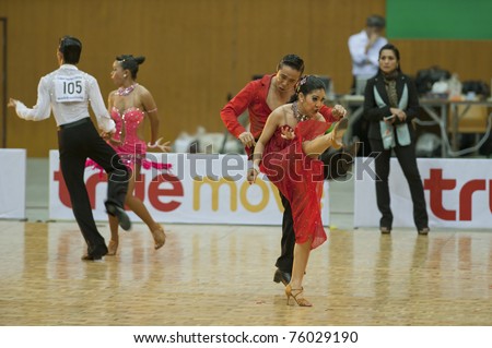 BANGKOK - APR 24 : Unidentified couple dancing during TDSA/IDSF Open (Standard & Latin) Dance Sport Championship 2011 on April 24, 2011 in Bangkok, Thailand.