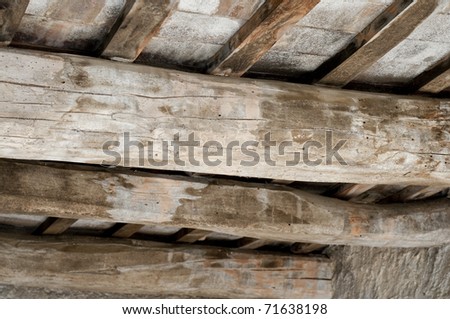 first plane of wooden beam with wooden frame