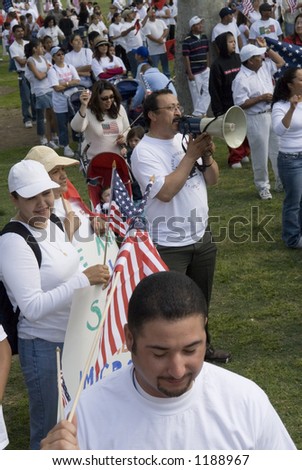 Immigrant rights rally and march, April 10, 2006, Bakersfield, California