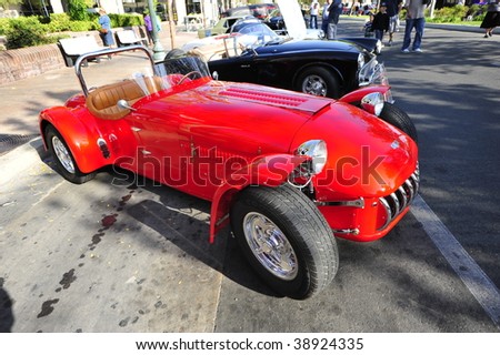 BAKERSFIELD, CA - OCT 10: A rare Kurtis sports car, one of 400+ custom vehicles on display in the downtown area for the Highway 99 Cruise \