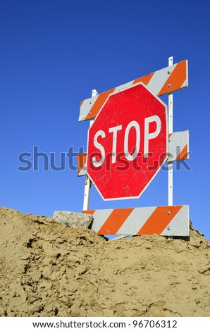 Temporary stop sign installed on a construction job site