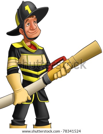 Fireman ready to start to fight the fire