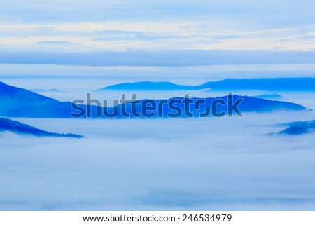 fog sits heavy on the blue mountains near staunton virginia on the blue ridge parkway
