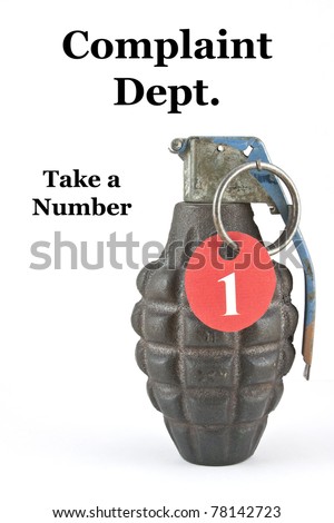 A hand grenade with a number and the caption \