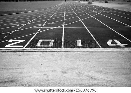 Athletic Track Black And White, Running , New Year2014 Stock Photo ...