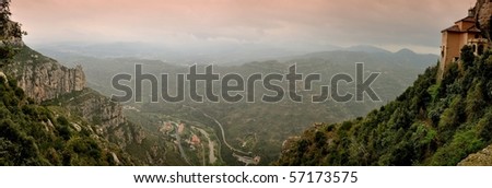 Panoramic view of LLobregat River Valley. Catalonia. Spain.