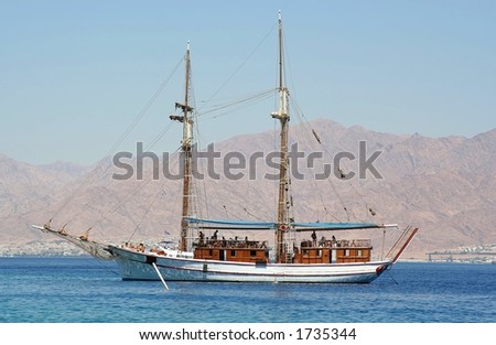 A sailing boat in The Red Sea, israel