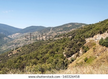 Mountains of Sort situated in the spainish province of Lleida in pyrenees mountain. ItÃ?Â´s picture taken in a sunny day.
