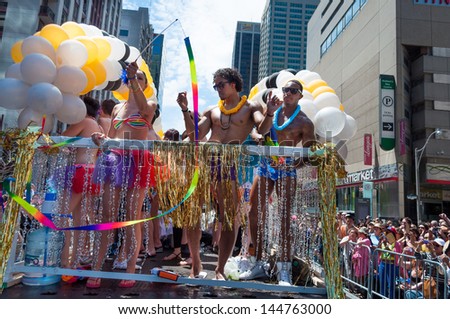 TORONTO - JUNE 30, 2013:  33rd Pride Parade which celebrates the history, courage, diversity and future of the Lesbian, Gay, and Bisexual  Allies as seen on June 30, 2013 in Toronto, Canada