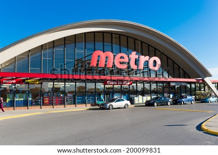 TORONTO,CANADA, JUNE 21, 2014: Metro Inc. is food retailer operating in the Canadian provinces of Quebec and Ontario. Metro is the third largest grocer in Canada.