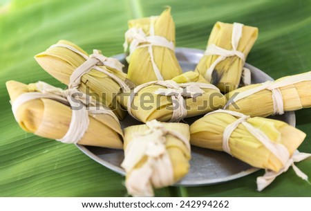 Cuban cuisine: traditional homemade tamal a popular Latin American dish which takes lot of hard work to prepare