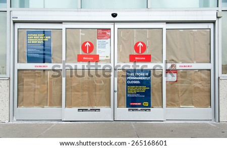 TORONTO,CANADA-MARCH 29,2015: All Canadian Future Shop stores were closed today in a swift and surprising move by its owner Best Buy. They will re open about half of them under Best Buy brand.