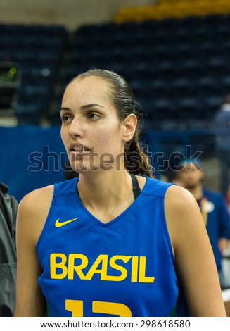 TORONTO,CANADA-JULY 16, 2015: Toronto 2015 Pan Am or Pan American Games, women basketball: Fabiana Caetano scored 6 points and won 3 rebounds during the 14 minutes she played.CN 01953074