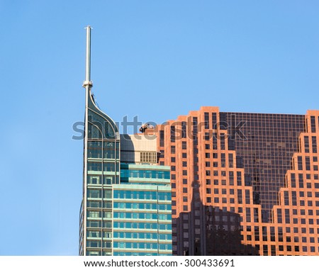 TORONTO,CANADA-JUNE 25,2015: Trump International Hotel and Tower in Toronto Canada along with details of the Scotia Bank tower. Trump building was built by Talon International Development Inc.