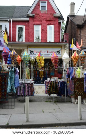 TORONTO,CANADA-AUGUST 2,2015:Indo East Trading in the new Pedestrian Sundays celebration in Kesington Market. Kensington Market is a distinctive multicultural neighbourhood in Downtown