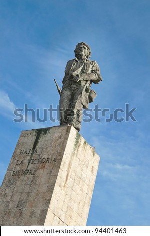 Statue of guerrilla leader: Che Guevara in Cuba. Homage to communist fighter.Monument and Museum.Tourist attraction