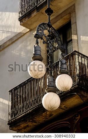 A hanging Street lights Barcelona.