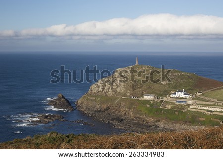 Cape Cornwall on a fine winter\'s day, once thought to be England\'s most south-western point before Land\'s End was identified, Cornwall, England, UK.