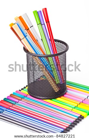colors plastic markers isolated on white background