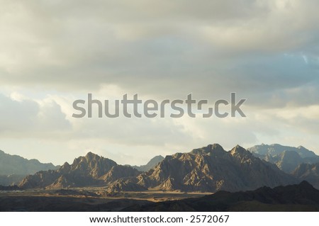 African landscape-rock mountain in desert