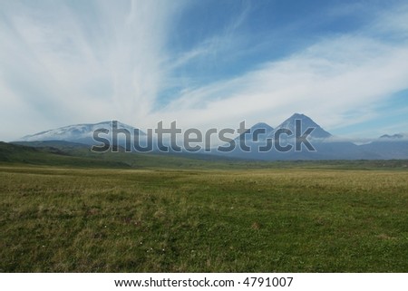 Volcano Kluchevskoj and Kamen on Kamchatka