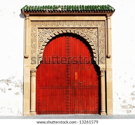 Arabic door in Marrakesh medina, Morocco