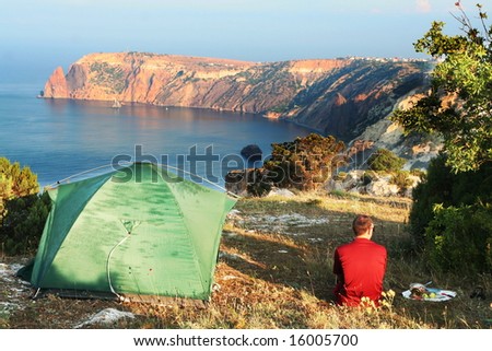 tent on sea shore