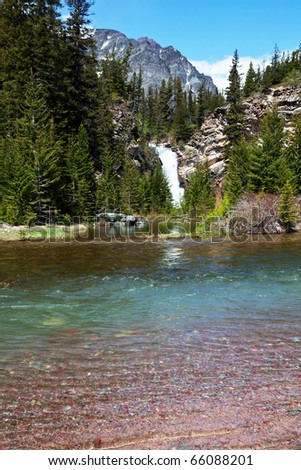waterfall in Glacier National Park,USA