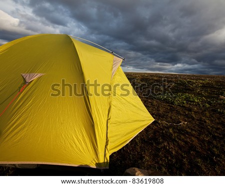 tent in Iceland mountains