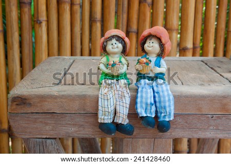 twin dolls with bamboo wall textures,love,valentine