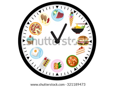 food icons on a clock , food design