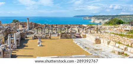 Panoramic view of Kourion archaeological site. Limassol District, Cyprus