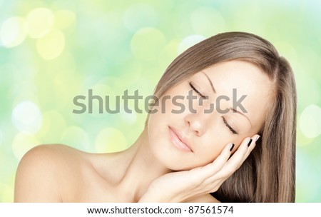 close up portrait of a young beautiful woman with health skin on face