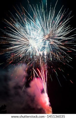 fireworks display on the night sky welcoming a new year