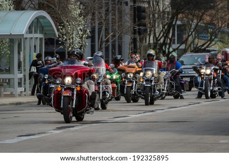 Madison, Wisconsin - May 10 : Motorcycle rally in the state capitol of Wisconsin for \