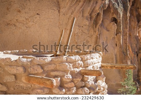ancient ruins in Bandelier National Monument, New Mexico, remnants of an old civilization