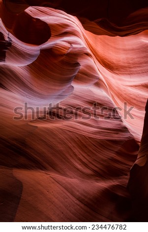 beautiful slot canyon in Page Arizona, shapes and shadows under low lights for beautiful colors and backgrounds