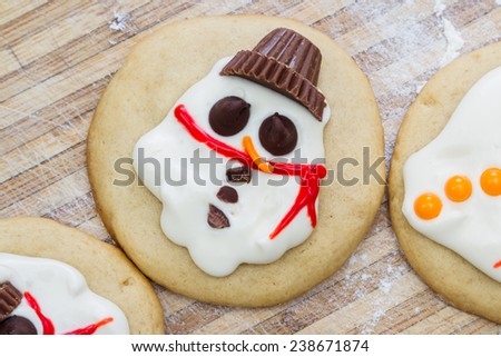 holiday cookies with a melted snowman for a fun seasonal concept
