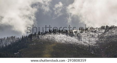 snow storm at the base of the Sierra Nevada mountains from the Nevada Side