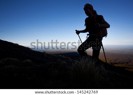 Silhoutte of a mountain hiker