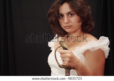Bride holding a long sword