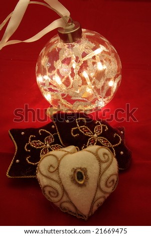 Velvet Christmas ornaments with ball with lights inside