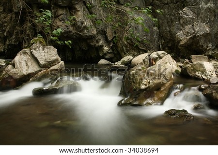 River in the forest, slow shutter photo