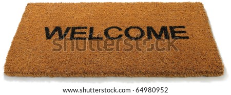 a  straw hessian welcome mat matt isolated on a white background ストックフォト © 