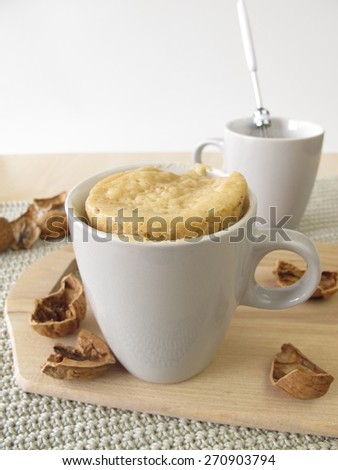 Mug cake with walnuts from microwave