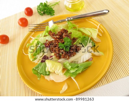 Salad with red quinoa