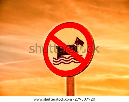 dog not allowed sign, swimming for dogs not allowed